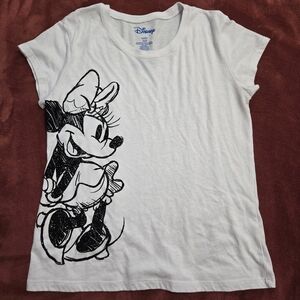 Girl T-Shirt XL 15/17 White Shirt Washable Minnie Mouse T-Shirt  Fuzzy Printing